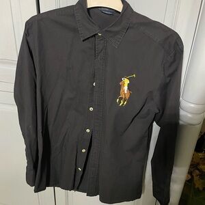 Polo Ralph Lauren Boy’s Shirt Sz L Custom Fit Black  Classic Big Pony